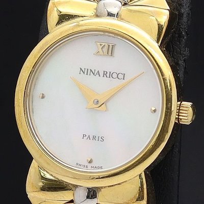 (已讓藏)【精品廉售/手錶】瑞士名錶Nina Ricci石英女士錶/雙色精鋼錶帶*防水*D953*佳品*附原廠盒+4錶節