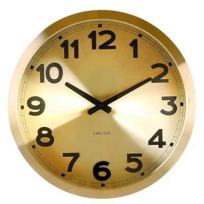荷蘭代購 KARLSSON 黃金色鋁合金屬 復古輕奢裝飾北歐掛鐘時鐘錶