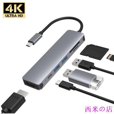 西米の店USB C集線器，C型至HDMI 4K UHD適配器，SD / Micro SD卡讀卡器超薄多端口電腦集線器