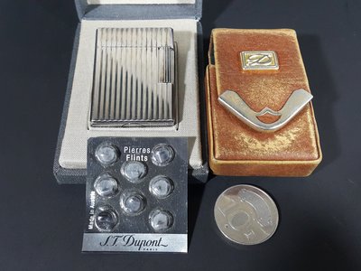 [銀九藝] 早期 S.T. Dupont 法國巴黎 銀製 都彭 打火機+打火石+套袋 (suii)