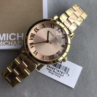 直購#Michael Kors MK女生手錶  三色可選女錶羅馬數字 鋼錶帶手錶MK3585 MK3586