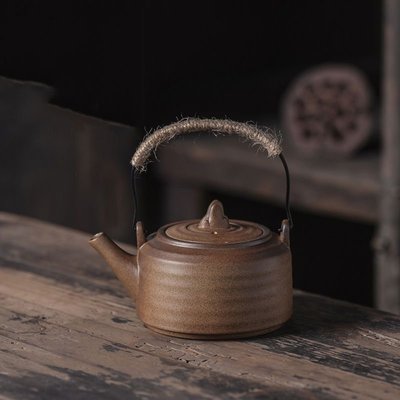 鑄鐵壺茶壺煮茶仿柴燒側把復古簡約茶具家用燒水泡茶鐵壺復古風~爆款