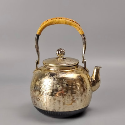 秀鋒堂造銀仕上日本銅壺日本老銅壺使用過，不帶