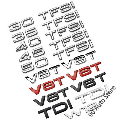 字母 30 35 40 45 50 TFSI V6T V8T W12 TDI 汽車後貼紙適用於奧迪 a3 a4 a5 t