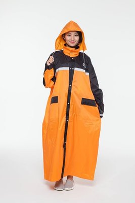 現貨 雨衣 Arai一件式 前開式透氣舒適內裡網 橘色