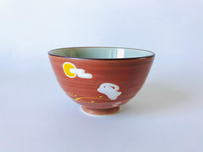 【二手】日本美濃燒橘吉浮雕手繪兔子碗 兔兔奔月 回流 瓷器 擺件【佟掌櫃】-2995