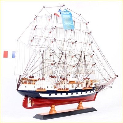 INPHIC-一帆風順擺飾 木製精美地中海擺設 辦公桌面擺放 帆船模型