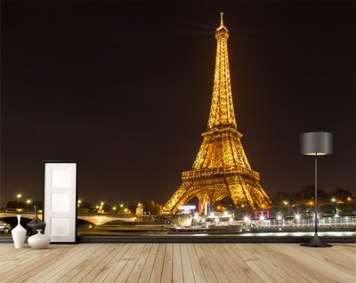 客製化壁貼 編號F-508 巴黎鐵塔夜景 壁紙 牆貼 牆紙 壁畫