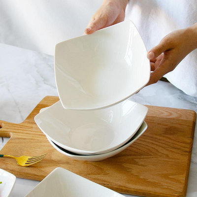 北歐ins風四角盤子創意菜盤簡約陶瓷翹腳碗網紅涼菜湯碗沙拉碗盤