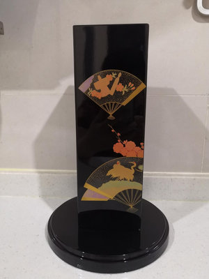日本漆器花瓶，大漆金蒔繪金扇面四方花瓶，金蒔繪花瓶 花器 擺