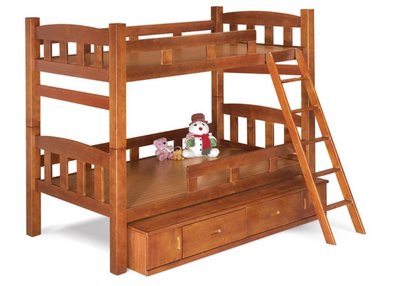 【生活家傢俱】SN-322-(2+3)：3.5尺淺胡桃色收納雙層床【台中家具】床架+收納櫃 上下舖 學生床兒童床 實木床