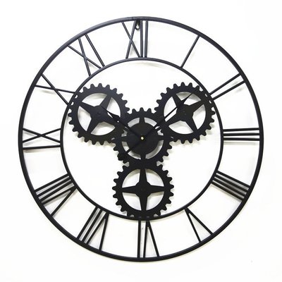 時鐘大尺寸仿古做舊金屬墻鐘美式掛鐘 LOFT工業風齒輪鐘