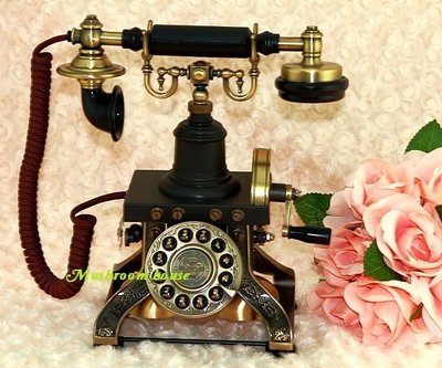 點點蘑菇屋{電話}正廠派拉蒙復古造型電話-艾菲爾鐵塔 古典金屬花紋浮雕 鄉村風 免運