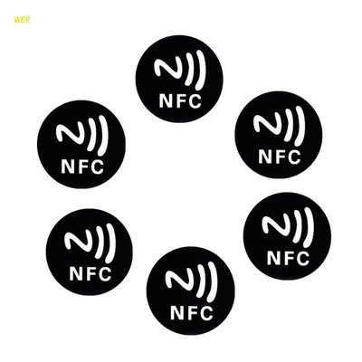 POOP 6PCS 黑色防金屬貼紙 NFC Ntag213 標籤 NTAG 213 金屬標籤徽章智能手機令牌-新款221015