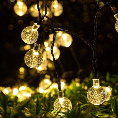 【熱賣精選】led燈串 亞馬遜爆款 戶外太陽能水晶球燈 庭院花園裝飾串燈