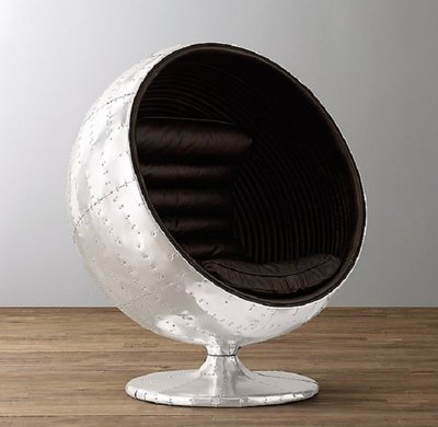 【台大復刻家具】芬蘭大師 Eero Aarnio 工業風 鋁皮地球椅 Spitfire Globe Ball Chair