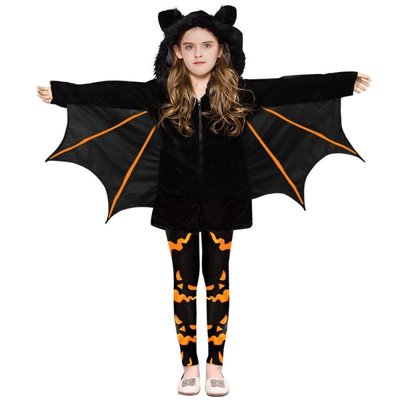 2023新款萬圣節兒童服裝蝙蝠披風斗篷貓女衣服派對cosplay演出服