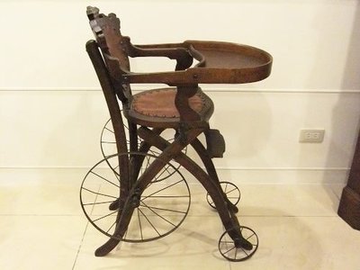 Antique Victorian children's walnut high chair