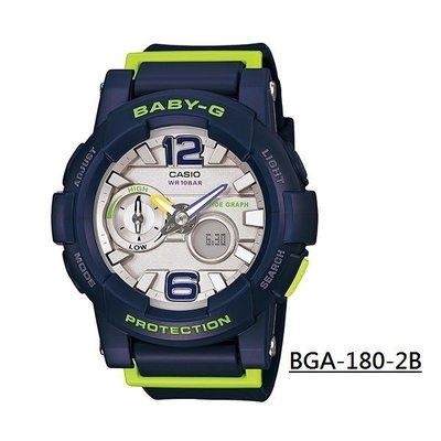 【CASIO廣告機】BABY-G BGA-180-2B (出清價公司貨) 霓虹光芒雙顯錶另BGA-210.GA-110