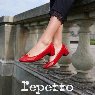 熱銷 repetto本命年小紅鞋女蝴蝶結法式復古平底芭蕾單鞋紅色婚鞋可開發票