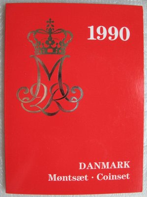 丹麥1990年MS普制銅鎳套幣含女王20克朗紀念幣原廠包裝 免運
