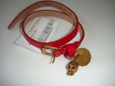 Alexander McQueen  skull bracelet  經典 骷髏頭 紅色  雙圈手環(全新)