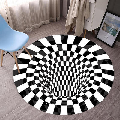 黑白圓形方格臥室床邊地毯梳妝臺衣帽間吊籃電腦椅地墊茶幾墊子