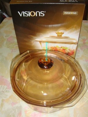 美國 康寧 VISIONS 2.2L 晶鑽 透明鍋 產地鍋身 日本 鑽石切面鍋身及把手 耐熱溫差700度 面交佳