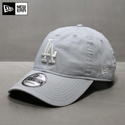 熱款直購#NewEra帽子韓國代購MLB棒球帽軟頂大標LA道奇彎檐鴨舌帽潮霧霾藍