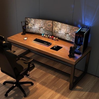 現貨熱銷-北歐實木電腦桌臺式家用簡約現代長條辦公桌雙人書桌寫字桌工作臺