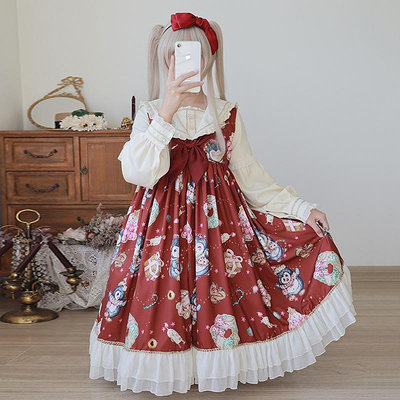 cosplay裝扮 cosplay服裝 lolita海軍領學生洋裝cos圣誕節蘿莉連衣裙軟妹洛麗塔長袖裙子女719 XJ005