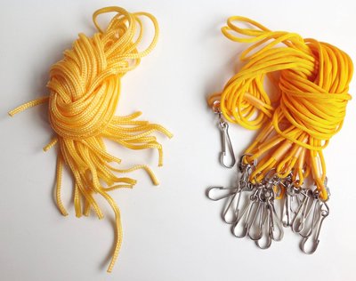 《**材料、配件** 》黃繩、彩色繩、哨繩、吊繩~多款繫繩(附掛勾)