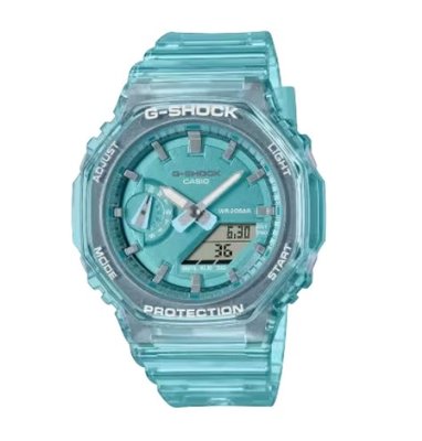 【台南時代鐘錶 CASIO】卡西歐 G-SHOCK 農家橡樹 半透明 防水雙顯運動錶 GMA-S2100SK-2A