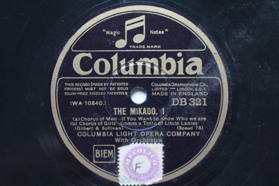 Sullivan《Mikado》78轉 10吋 蟲膠唱片 電木唱片