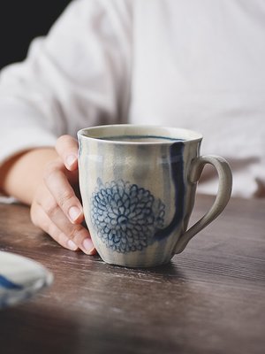 「宗山窯」咖啡杯碟套裝日式下午茶杯波佐見冰裂紋陶瓷拿鐵杯茶杯
