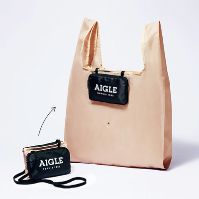 [瑞絲小舖]~日雜附錄AIGLE側背包兼購物袋 環保袋 超市袋 收納袋 托特包 手提袋 肩背包 單肩包
