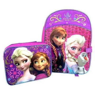 Disney冰雪奇緣 Elsa 及 Anna公主造型兒童後背包 / 書包午餐盒包組