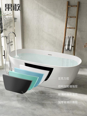 超薄邊設計師酒店民宿個性化保溫亞克力1.5-1.8米大容量浴缸半米潮殼直購