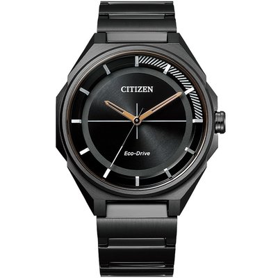 CITIZEN 星辰 GENTS設計新款光動能不鏽鋼黑面鋼帶錶41mm(BJ6538-87E)