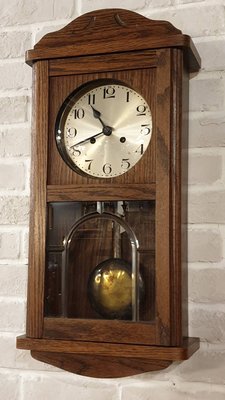 【卡卡頌  歐洲古董】德國老件 ~ 手工 鑲嵌玻璃 木雕掛鐘 古董鐘   機械鐘 cl0065