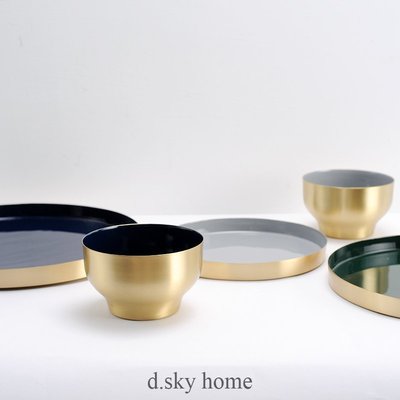 現貨熱銷-迪斯凱 印度進口 彩色琺瑯彩金屬裝飾圓碗圓盤托盤 創意裝飾擺件