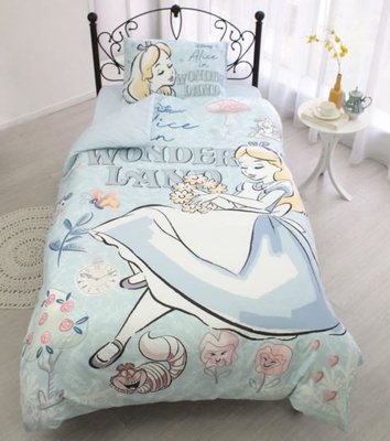 鼎飛臻坊 DISNEY 愛麗絲夢遊仙境  單人床 被單套 枕頭套 床單 三件組 日本正版