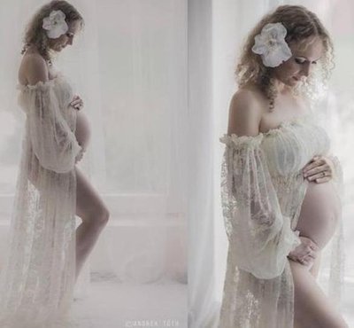 蕾絲孕婦裝照片拍攝孕婦禮服長裙婦女婚紗照片拍攝攝影道具服裝-麥德好服裝包包