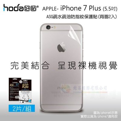 w鯨湛國際~HODA - ASG iPhone 7 Plus / 8 Plus 5.5吋 疏水疏油防指紋保護貼 背面2入