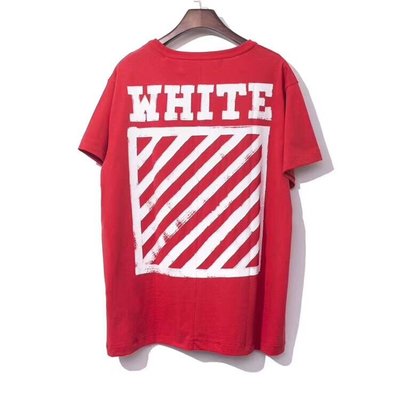［4real] OFF-WHITE 16基礎條紋 紅色短袖