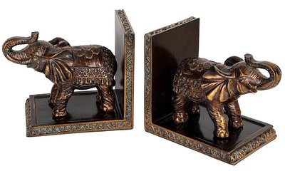 15197A 歐洲進口 歐式仿古大象雕像造型書擋收納書架 復古大象藝術品硬擺件書檔室內辦公書桌櫥窗裝飾品