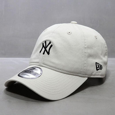 【現貨】韓國代購NEWERA帽子男女軟頂中標NY洋基隊MLB棒球帽鴨舌帽米白色