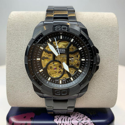 FOSSIL Bronson Automatic 鏤空錶盤 黑色不鏽鋼錶帶 男士 自動機械錶 ME3217
