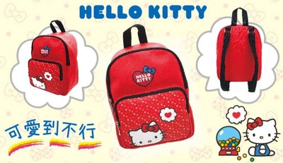 ♥小花花日本精品♥ Hello Kitty PU小童包 大臉圖後背包 調節式背帶 紅色/點點 ~ 7