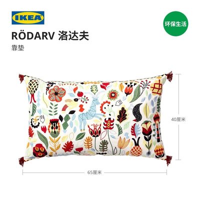 95折免運上新精致IKEA宜家RODARV洛達夫刺繡靠墊臥室客廳沙發抱枕北歐簡約鴨毛枕